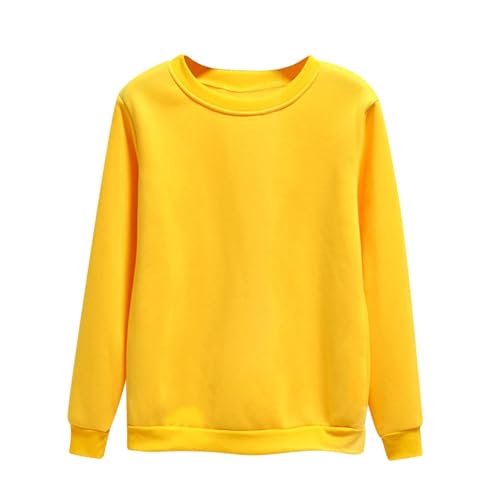 Dyhxuan Pullover Damen Einfarbig Vielseitig Sweatshirt Ohne Kapuze Große Größen Basic Langarmshirt Autumn Winter Langarm Oberteile Casual Rundhals Pulli Shirt Leicht Longsleeve Tops für Frauen M-4XL von Dyhxuan