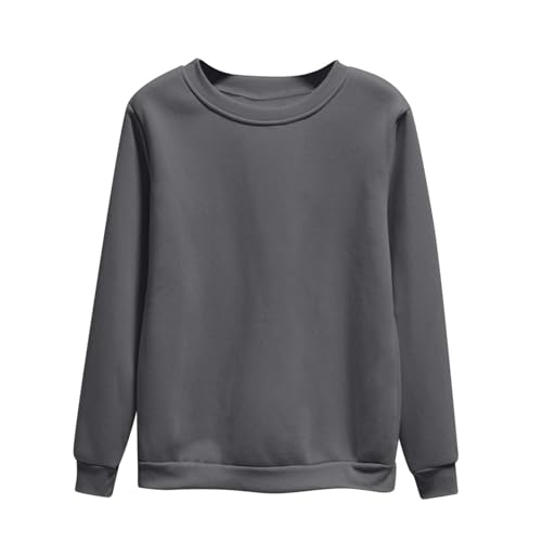 Dyhxuan Pullover Damen Einfarbig Vielseitig Sweatshirt Ohne Kapuze Große Größen Basic Langarmshirt Autumn Winter Langarm Oberteile Casual Rundhals Pulli Shirt Leicht Longsleeve Tops für Frauen S-4XL von Dyhxuan