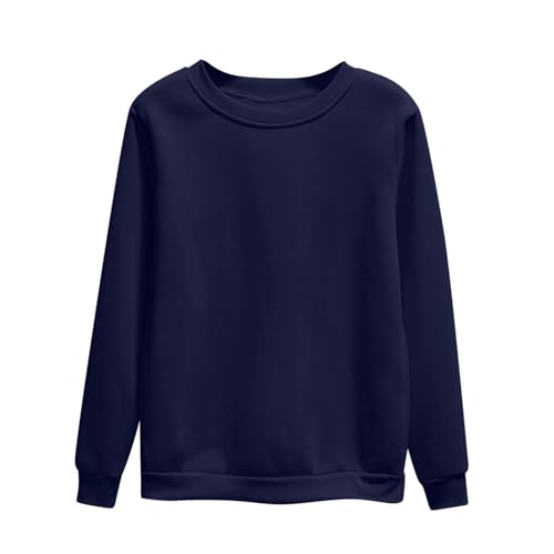 Dyhxuan Pullover Damen Einfarbig Vielseitig Sweatshirt Ohne Kapuze Große Größen Basic Langarmshirt Autumn Winter Langarm Oberteile Casual Rundhals Pulli Shirt Leicht Longsleeve Tops für Frauen S-4XL von Dyhxuan