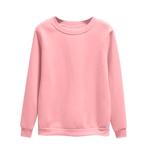 Dyhxuan Pullover Damen Einfarbig Vielseitig Sweatshirt Ohne Kapuze Große Größen Basic Langarmshirt Autumn Winter Langarm Oberteile Casual Rundhals Pulli Shirt Leicht Longsleeve Tops für Frauen S-4XL von Dyhxuan