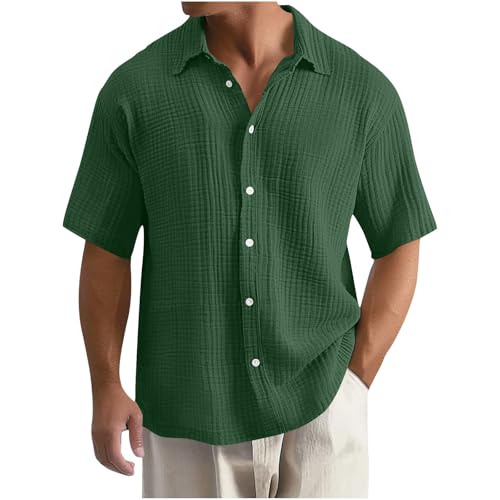 Dyhxuan Sommerhemd Herren Oversize Kurzarm Hemd Große Größen Sommer Freizeithemd Leicht Einfarbig Hemden Elegant Button Down Oberteile Locker Kurzarmhemd Lässig Herrenhemden von Dyhxuan