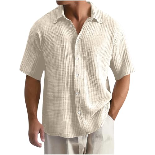 Dyhxuan Sommerhemd Herren Oversize Kurzarm Hemd Große Größen Sommer Freizeithemd Leicht Einfarbig Hemden Elegant Button Down Oberteile Locker Kurzarmhemd Lässig Herrenhemden von Dyhxuan