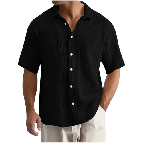 Dyhxuan Sommerhemd Herren Oversize Kurzarm Hemd Große Größen Sommer Freizeithemd Leicht Einfarbig Hemden Elegant Button Down Oberteile Locker Kurzarmhemd Lässig Herrenhemden von Dyhxuan