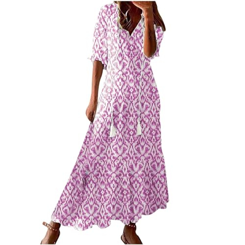 Dyhxuan Sommerkleid Damen Lang Blumenmuster Bohemian Kleid 3/4 Arm V-Ausschnitt Maxikleid Vintage Ethnostil Tunika Kleider Leicht und Luftig Sommerkleider Strandkleid Casual Blumenkleid Damenkleider Dyhxuan Sommerkleid Damen Lang Blumenmuster Bohemian Kleid 3/4 Arm V-Ausschnitt Maxikleid Vintage Ethnostil Tunika Kleider Leicht und Luftig Sommerkleider Strandkleid Casual Blumenkleid Damenkleider von Dyhxuan