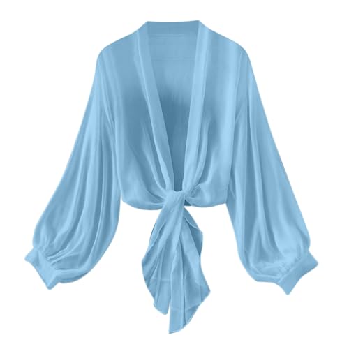Dyhxuan Strickjacke Damen Sommer Dünne Langarm Cardigan Elegant Bikini Cover Up Oversized Boho Top Strand Urlaub Cocktail Bluse Bolero Festliche von Dyhxuan