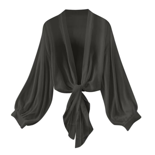 Dyhxuan Strickjacke Damen Sommer Dünne Langarm Cardigan Elegant Bikini Cover Up Oversized Boho Top Strand Urlaub Cocktail Bluse Bolero Festliche von Dyhxuan