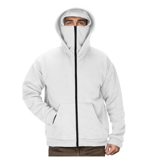 Dyhxuan Sweatjacke Herren Kapuzenpullover mit Sturmhaube Casual Reißverschluss Hoodie Winddicht Warme Sweatshirt Jacke Einfarbig Sportjacke Locker Langarm Kapuzenjacke Männer Frühling Trainingsjacke von Dyhxuan