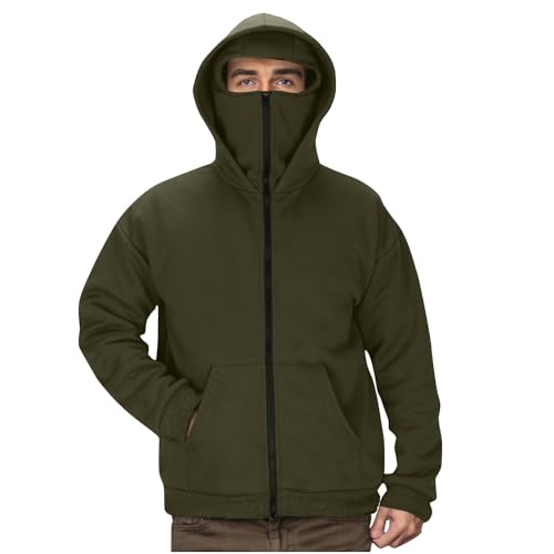 Dyhxuan Sweatjacke Herren Kapuzenpullover mit Sturmhaube Casual Reißverschluss Hoodie Winddicht Warme Sweatshirt Jacke Einfarbig Sportjacke Locker Langarm Kapuzenjacke Männer Frühling Trainingsjacke von Dyhxuan