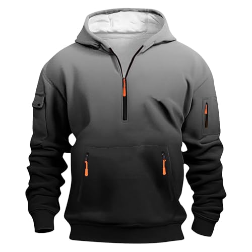 Dyhxuan Sweatshirt Herren mit Kapuze Farbverlauf Kapuzenpullover Zip Up Tasche Hoodie Casual Langarm Pullover Große Größen Arbeit Sweatshirts Männer Longsleeve Shirt Autumn Winter Sportshirt Oberteile von Dyhxuan