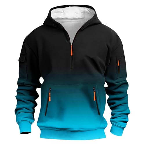 Dyhxuan Sweatshirt Herren mit Kapuze Farbverlauf Kapuzenpullover Zip Up Tasche Hoodie Casual Langarm Pullover Große Größen Arbeit Sweatshirts Männer Longsleeve Shirt Autumn Winter Sportshirt Oberteile von Dyhxuan