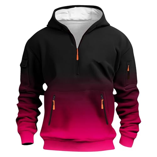 Dyhxuan Sweatshirt Herren mit Kapuze Farbverlauf Kapuzenpullover Zip Up Tasche Hoodie Casual Langarm Pullover Große Größen Arbeit Sweatshirts Männer Longsleeve Shirt Autumn Winter Sportshirt Oberteile von Dyhxuan