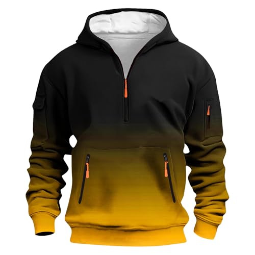 Dyhxuan Sweatshirt Herren mit Kapuze Farbverlauf Kapuzenpullover Zip Up Tasche Hoodie Casual Langarm Pullover Große Größen Arbeit Sweatshirts Männer Longsleeve Shirt Autumn Winter Sportshirt Oberteile von Dyhxuan