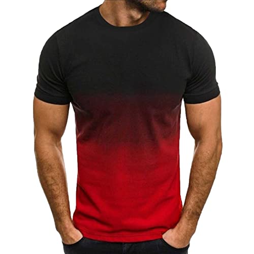 Dyhxuan T Shirt Herren Sommer Kurzarm T-Shirt Lässig 3D Druck Bluse Sommerlich Rundhals Tshirt Farbverlaufs Muster Oberteile Summer Tops Baumwolle Basic Shirt Plus Size Pullover S-6XL von Dyhxuan