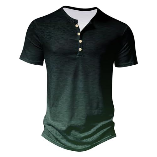 Dyhxuan T-Shirts für Herren Henley Ausschnitt Hemd Retro Einfarbige Freizeithemd Sommer Kurzarm Tshirt Knöpfen V-Ausschnitt Oberteile Große Größen Tops Gemütlich Basic T Shirt für Männer Streetwear von Dyhxuan