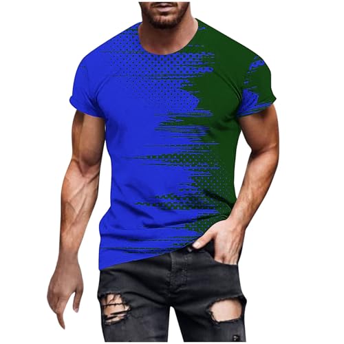 Dyhxuan T-Shirts für Herren Sommer Kurzarm T Shirt Lässig 3D Druck Bluse Sommerlich Rundhals Tshirt Farbverlaufs Muster Oberteile Summer Tops Baumwolle Basic Shirt Plus Size Pullover S-6XL von Dyhxuan