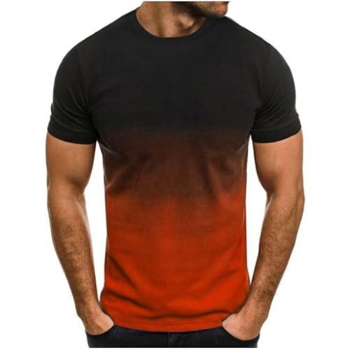 Dyhxuan T-Shirts für Herren Sommer Kurzarm T Shirt Lässig 3D Druck Bluse Sommerlich Rundhals Tshirt Farbverlaufs Muster Oberteile Summer Tops Baumwolle Basic Shirt Plus Size Pullover S-6XL von Dyhxuan
