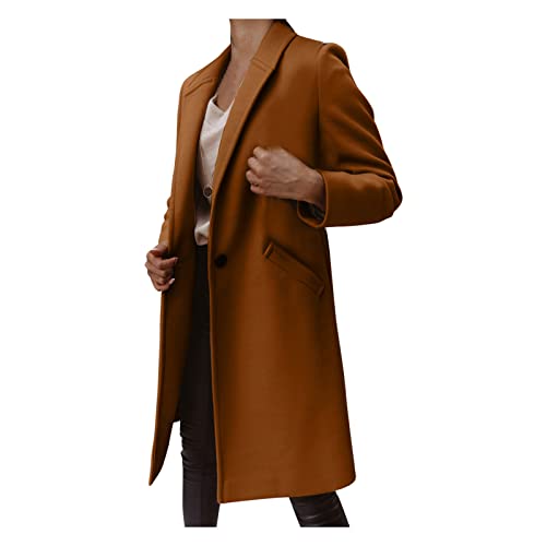 Dyhxuan Winterdicke Winterjacke Damen Wolljacke Wollmantel Langarm Umlegekragen Übergangsjacke Hemdjacke Lässig Einfarbige Winter Mantel Hemdjacke Windbreaker Hemdmantel Windjacke Freizeitmantel von Dyhxuan