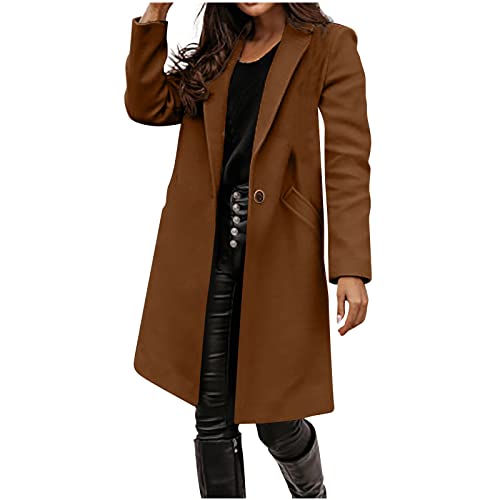 Dyhxuan Winterdicke Winterjacke Damen Wolljacke Wollmantel Langarm Umlegekragen Übergangsjacke Hemdjacke Lässig Einfarbige Winter Mantel Hemdjacke Windbreaker Hemdmantel Windjacke Freizeitmantel von Dyhxuan