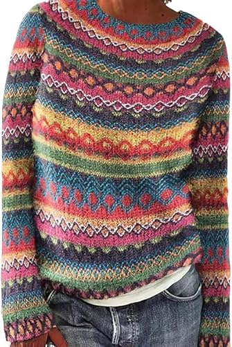 Dyhxuan Winterpullover Damen Warm Elegant Winter Kaschmir Pullover Große Größen Sweatshirt mit Aufdruck Bequem Rundhals Langarmshirt Pulli Langarm Strickpullover Casual Wollpulli Winterpullover von Dyhxuan