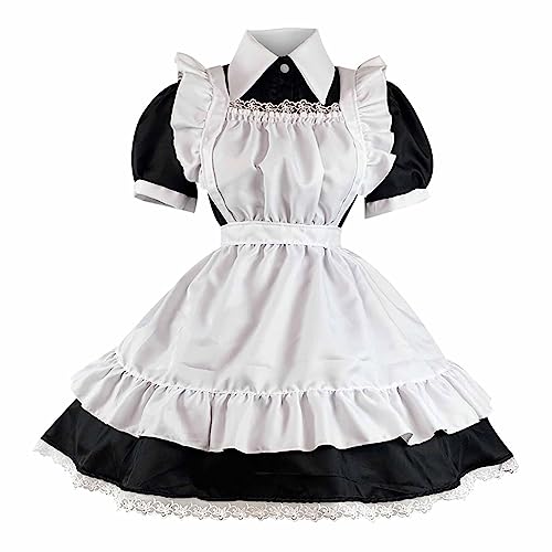 French Maid Dress Lang Outfit Halloween Kostüm Damen Hohe Taille Dienstmädchen Kostüm Farbblocknähte Kurzarm Umlegekragen Faschingskostüme French Maid Dress Lang Outfit Halloween Kostüm Damen Hohe Taille Dienstmädchen Kostüm Farbblocknähte Kurzarm Umlegekragen Faschingskostüme von Dyhxuan