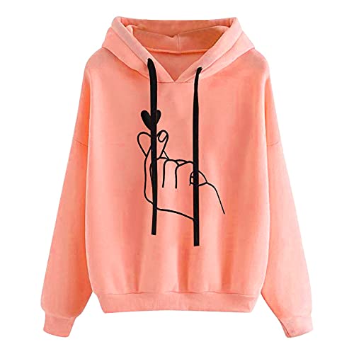 Hoodie Damen Süss Sweatshirt mit Kapuze EKG-Muster Kapuzenpullover Kawaii Leichter Locker Langarmshirt Pullover Langarm Pulli Oberteile Teenager Mädchen Hoodies Shirt Herbst Winter Sportmantel von Dyhxuan