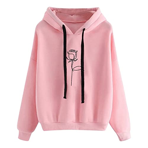 Hoodie Damen Süss Sweatshirt mit Kapuze EKG-Muster Kapuzenpullover Kawaii Leichter Locker Langarmshirt Pullover Langarm Pulli Oberteile Teenager Mädchen Hoodies Shirt Herbst Winter Sportmantel von Dyhxuan