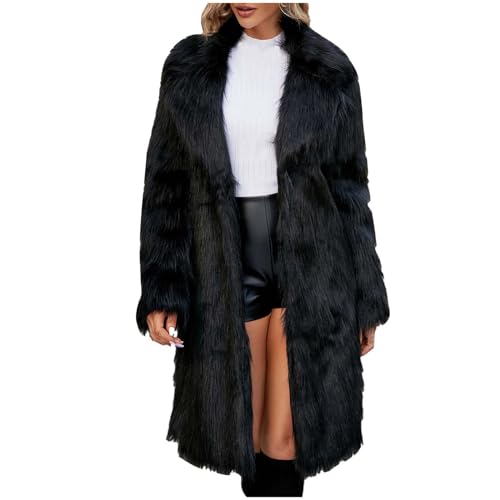 Kunstpelze Mantel Damen Lang Modische Einfarbige Fleece Kunstfell Mantel Langarm Umlegekragen Pelzimitat-Mantel Warm Cardigan Faux Pelzmantel Herbst Winter Winterjacke Pelzmantel Fellmantel Kunstpelze Mantel Damen Lang Modische Einfarbige Fleece Kunstfell Mantel Langarm Umlegekragen Pelzimitat-Mantel Warm Cardigan Faux Pelzmantel Herbst Winter Winterjacke Pelzmantel Fellmantel von Dyhxuan