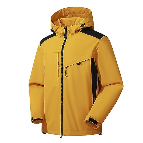 Regenjacke Damen Wasserdichte Softshelljacke Regenmantel Outdoorjacke Atmungsaktive Packbare Übergangsjacke Leichte Jacke mit Kapuze für Frühlings Herbst zum Wandern Trekking Fahrrad Fahrradjacke von Dyhxuan