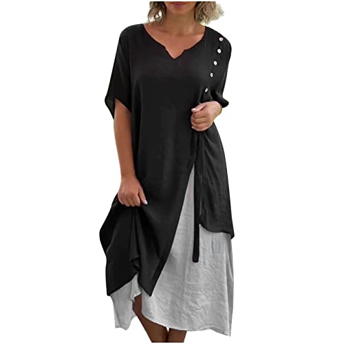 Sommerkleid Damen Lang Einfarbige Blusenkleid Kurzarm V-Ausschnitt Maxikleid Unregelmäßig Strandkleid Partykleid Plus Size Freizeitkleid Knöchellang Maxi A-Linien Kleid Lässig Skaterkleid Sommerkleid Damen Lang Einfarbige Blusenkleid Kurzarm V-Ausschnitt Maxikleid Unregelmäßig Strandkleid Partykleid Plus Size Freizeitkleid Knöchellang Maxi A-Linien Kleid Lässig Skaterkleid von Dyhxuan