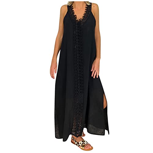 Sommerkleid Damen Sexy Spitze Patchwork Maxikleid V-Ausschnitt Einfarbige Lang Kleider Boho Ärmellos Strandkleid Freizeitkleid mit Schlitz Knöchellang A-Linien Kleid Partykleid Urlaubskleid 10XL Sommerkleid Damen Sexy Spitze Patchwork Maxikleid V-Ausschnitt Einfarbige Lang Kleider Boho Ärmellos Strandkleid Freizeitkleid mit Schlitz Knöchellang A-Linien Kleid Partykleid Urlaubskleid 10XL von Dyhxuan