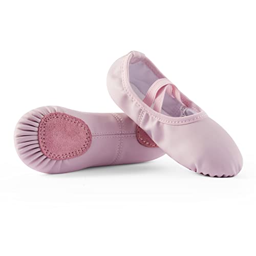 DyingSwan Kleinkind Ballettschuhe für Mädchen, weiches Leder, Ballettschuhe, Ballettschuhe, Tanzschuhe für Mädchen (Kleinkind/kleines/großes Kind/Frauen), Pink, 3.5 Big Kid von DyingSwan