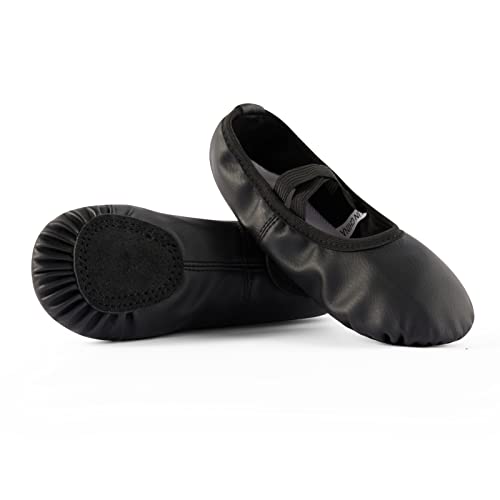 DyingSwan Kleinkind Ballettschuhe für Mädchen, weiches Leder, Ballettschuhe, Ballettschuhe, Tanzschuhe für Mädchen (Kleinkind/kleines/großes Kind/Frauen), Schwarz, 5 Toddler von DyingSwan