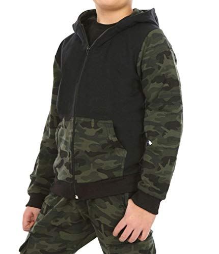 Dykmod Jungen Camouflage Hoodie Sweatjacke Pullover Kapuzenpullover Zip hk218 116 Camo Schwarz von Dykmod