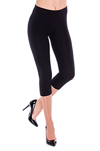 Dykmod Damen Leggings Leggins 3/4 Capri Sommer mf3, Schwarz - 36 / S von Dykmod