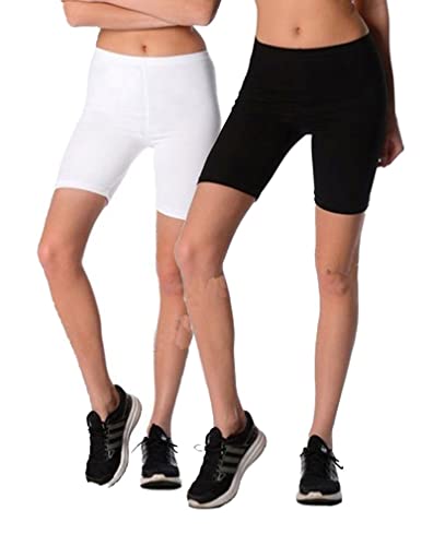 Dykmod Damen Radlerhose Kurze Leggings Shorts fur Frauen Sport Unterhose mf7 Schwarz+Weiß 46 (XXXL) von Dykmod