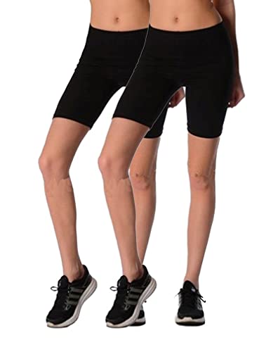 Dykmod Damen Radlerhose Kurze Leggings Shorts fur Frauen Sport Unterhose mf7 Schwarz x2 38 (M) von Dykmod