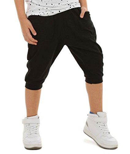 Dykmod Jungen Hose 3/4 Capri Camouflage Shorts Sommer Baggy Jogginghose hk334 128-134 Schwarz von Dykmod