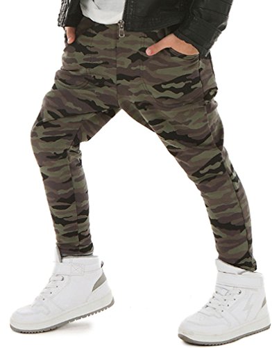 Dykmod Jungen Hose Camouflage Jogginghose Freizeithose Traininghose für Kinder Jungs mit Taschen hk21b Camouflage 116 von Dykmod