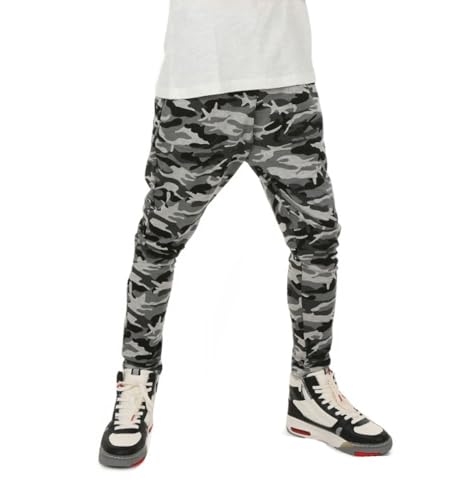 Dykmod Jungen Hose Camouflage Jogginghose Freizeithose Traininghose für Kinder Jungs mit Taschen hk21b Camouflage-Grau 134 von Dykmod