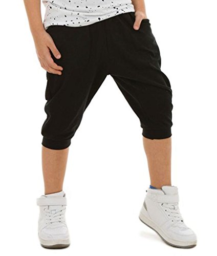 Dykmod Jungen Kurze Hose 3/4 Caprihose Camouflage Shorts Sommer Baggy Jogginghose hk334 140-146 Schwarz von Dykmod