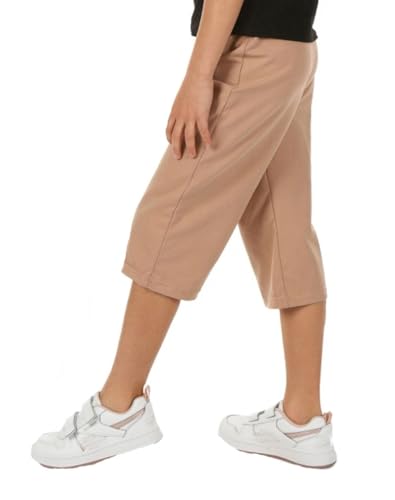 Dykmod Mädchen 3/4 Capri Culotte Hose Weites Bein Jogginghose Leicht Sommer hk432 158 Beige von Dykmod