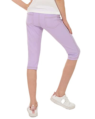 Dykmod Mädchen 3/4 Capri Leggings Hose Jeans-Optik Jeggings Treggings Kinder Sommer hk337 116 Lila von Dykmod