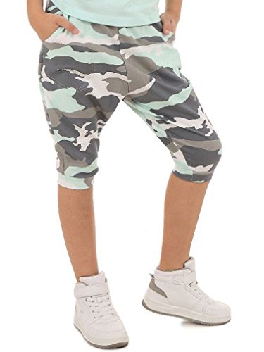 Dykmod Mädchen 3/4 Caprihose Camouflage Sommer Kurz Hose Muster hk325 128-134 Minze von Dykmod