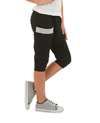 Dykmod Mädchen 3/4 Caprihose Hose Sommer Kurz mit Taschen hk414 128-134 Schwarz von Dykmod