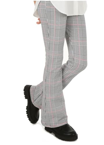 Dykmod Mädchen Ausgestellte Leggings Schlaghose Aufdrucke Leo Bootcut Leoparden Hose hk431 128 Hahnentritt von Dykmod