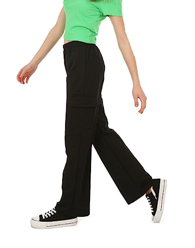 Dykmod Mädchen Hose Weites Bein Jogginghose Cargohose hk424 128 Schwarz von Dykmod