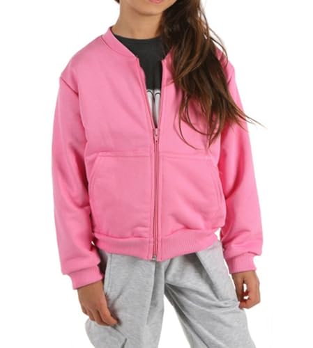 Dykmod Mädchen Jacke Sweatjacke Bomberjacke für Kinder Leo Mit Reißverschluss Baseball Jacken Frühling Winter Herbst Zip hk315 134 Rosa von Dykmod