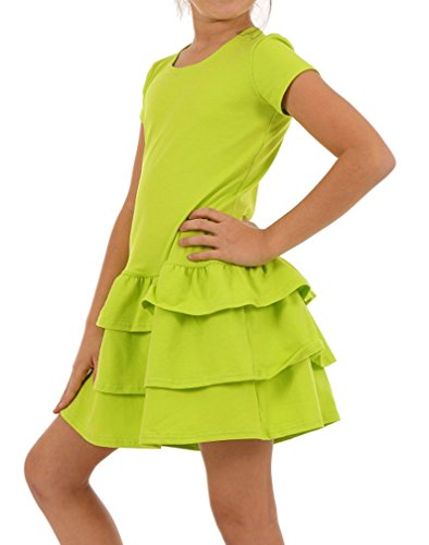 Dykmod Mädchen Kleid Falten Kurzarm Sommer Frühling hk272 116, Limone von Dykmod