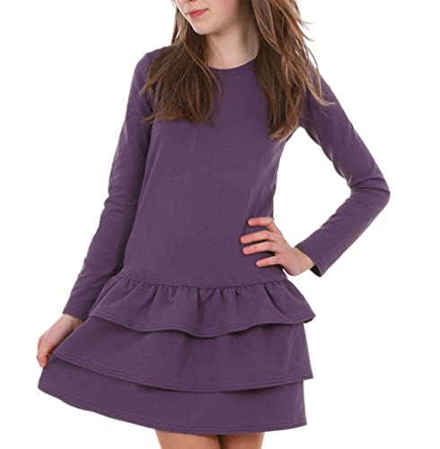 Dykmod Mädchen Kleid Falten Langarm Herbst Winter hk249 152 Blauberren von Dykmod