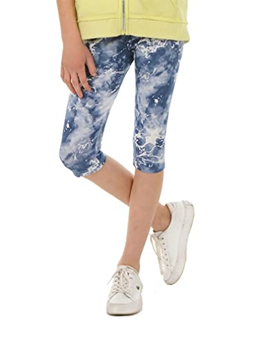 Dykmod Mädchen Leggings Capri Caprihose 3/4 Muster Blumen Camouflage hk333 128-134 Wolken Blau von Dykmod